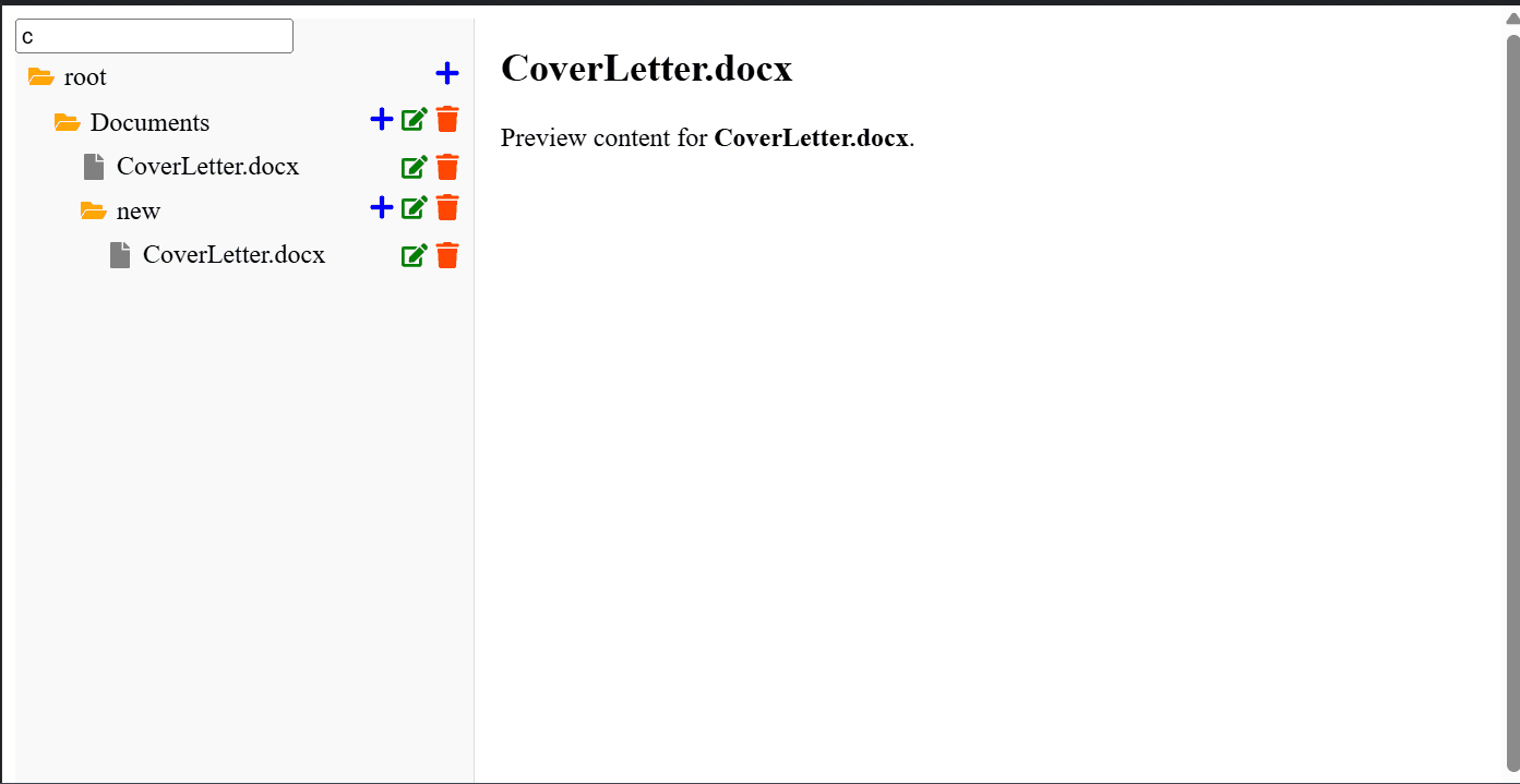 Screenshot of File Explorer App