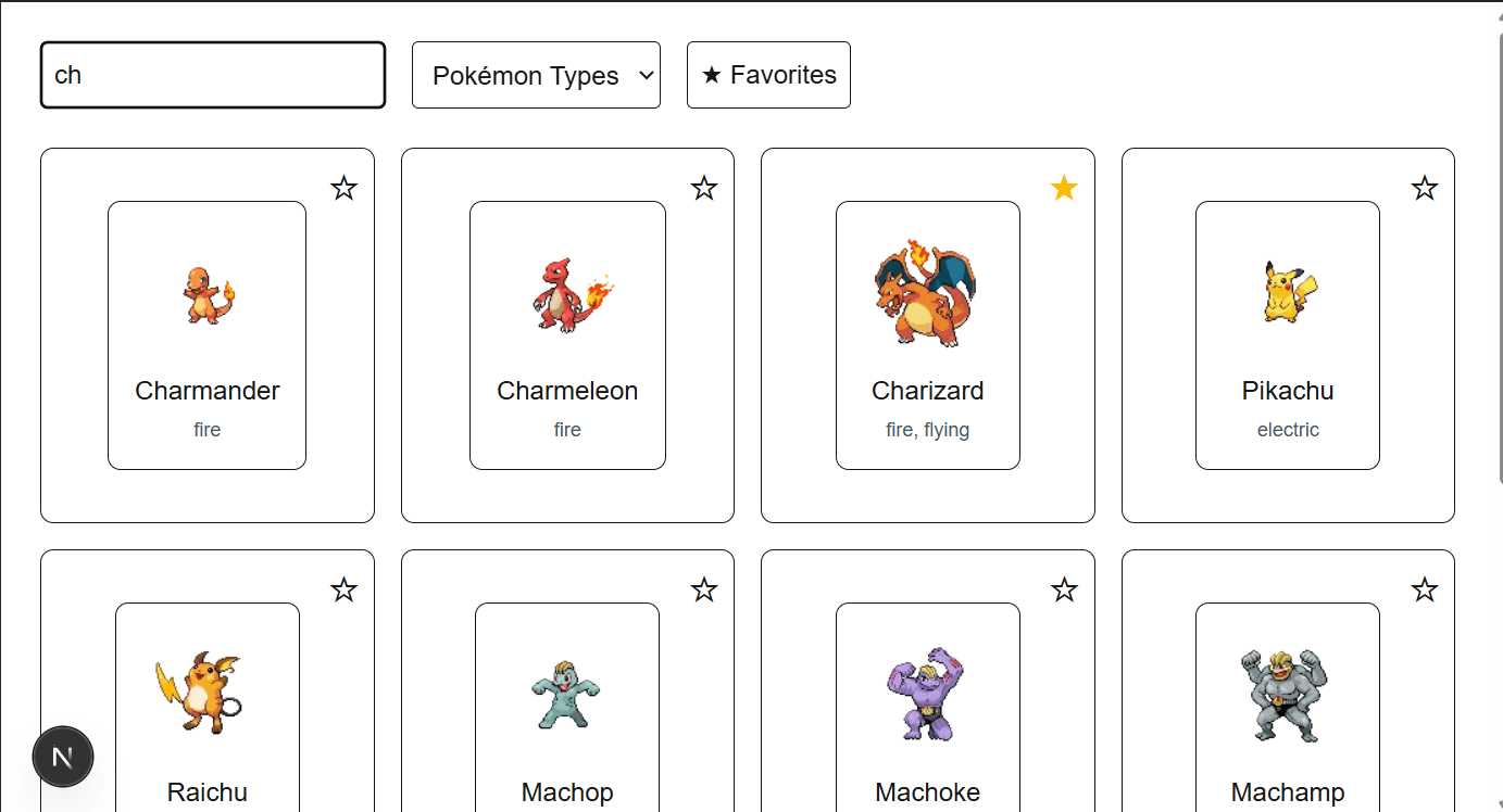 Screenshot of Pokémon Search App
